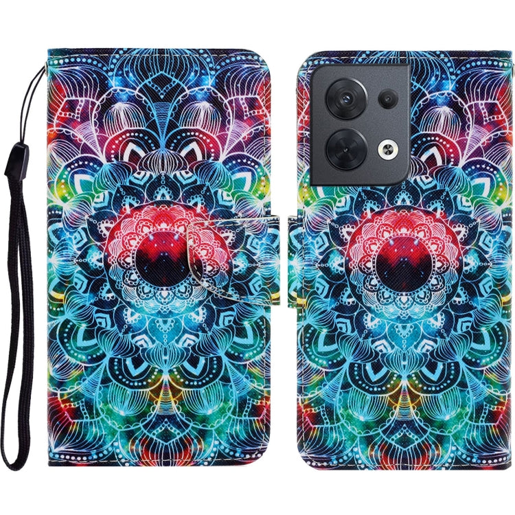 Colored Drawing Pattern Leather Phone Case, For OPPO Reno8