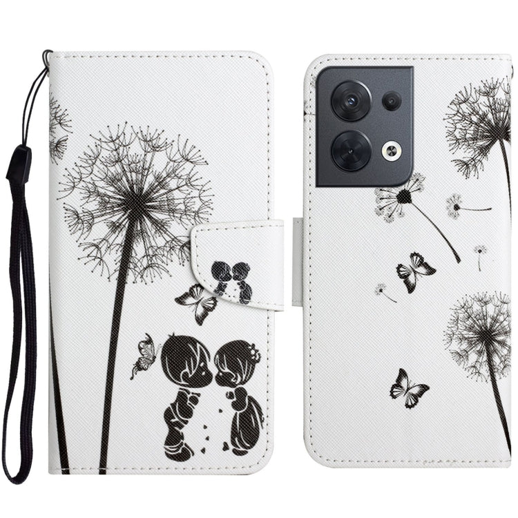 Colored Drawing Pattern Leather Phone Case, For OPPO Reno8