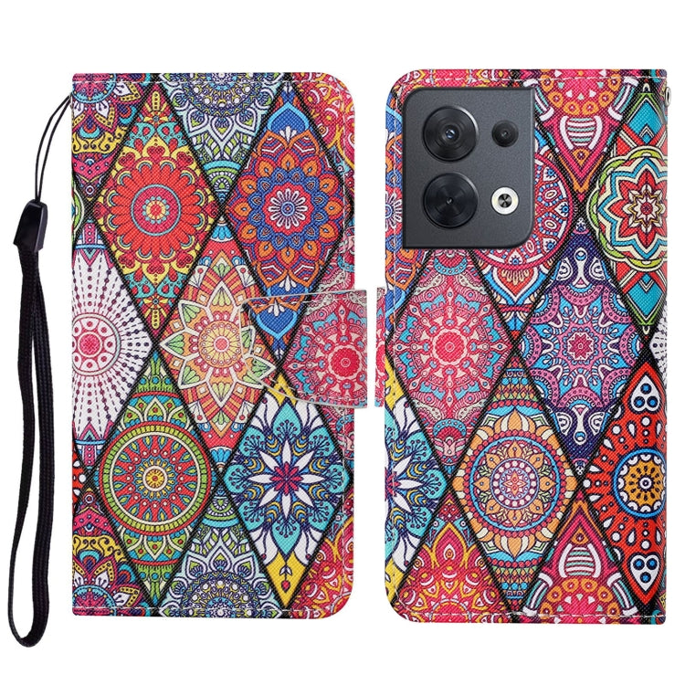 Colored Drawing Pattern Leather Phone Case, For OPPO Reno8