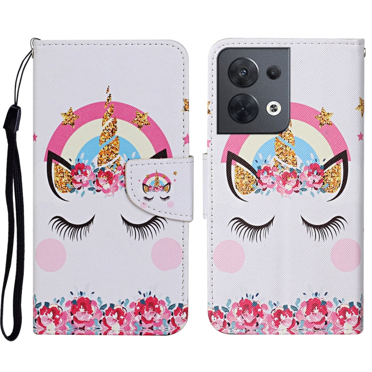 Colored Drawing Pattern Leather Phone Case, For OPPO Reno8