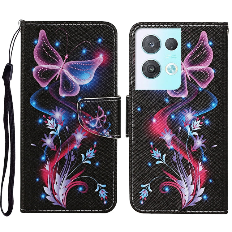 Colored Drawing Pattern Leather Phone Case, For OPPO Reno8 Pro