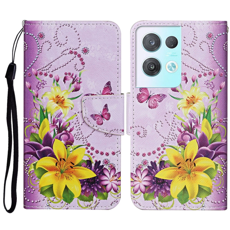 Colored Drawing Pattern Leather Phone Case, For OPPO Reno8 Pro