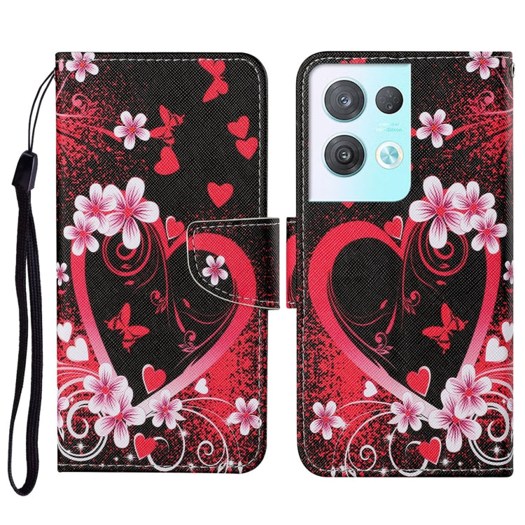 Colored Drawing Pattern Leather Phone Case, For OPPO Reno8 Pro