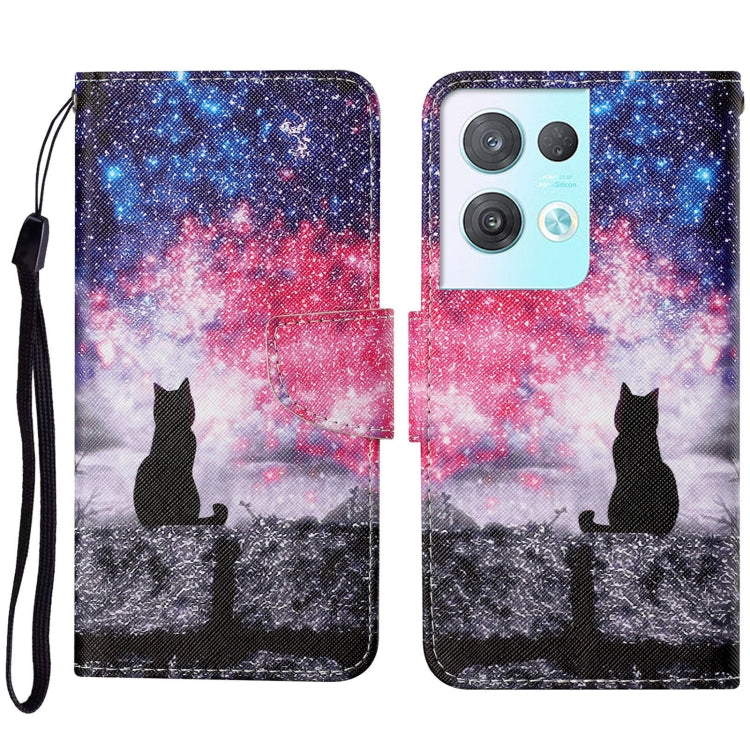 Colored Drawing Pattern Leather Phone Case, For OPPO Reno8 Pro