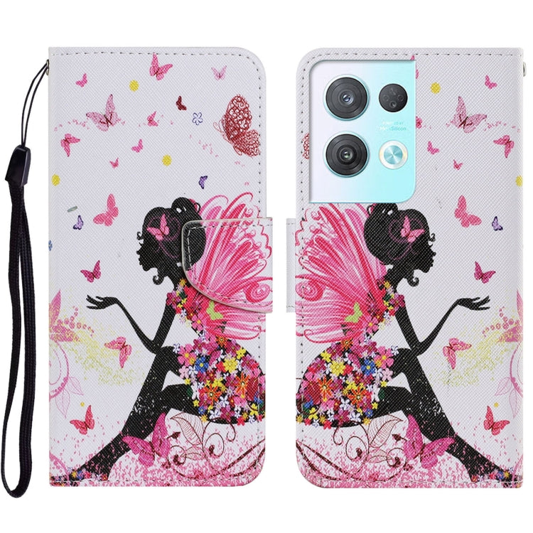 Colored Drawing Pattern Leather Phone Case, For OPPO Reno8 Pro