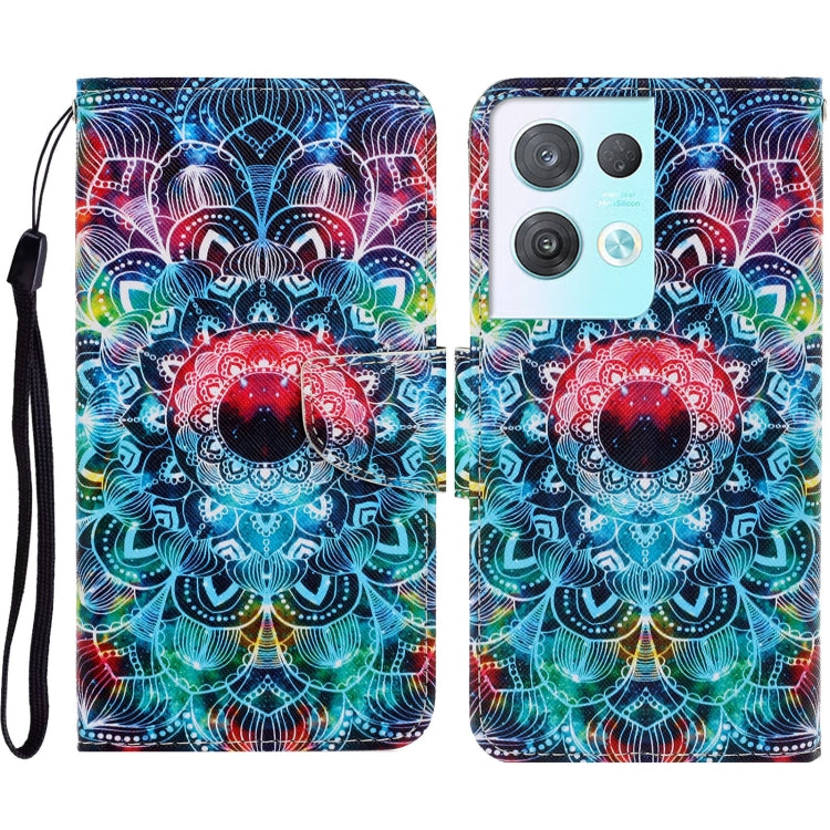 Colored Drawing Pattern Leather Phone Case, For OPPO Reno8 Pro