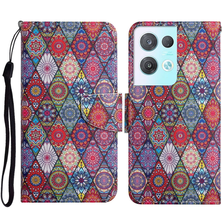 Colored Drawing Pattern Leather Phone Case, For OPPO Reno8 Pro