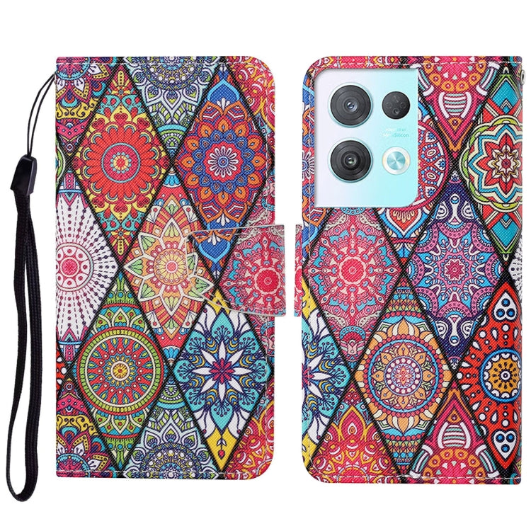 Colored Drawing Pattern Leather Phone Case, For OPPO Reno8 Pro