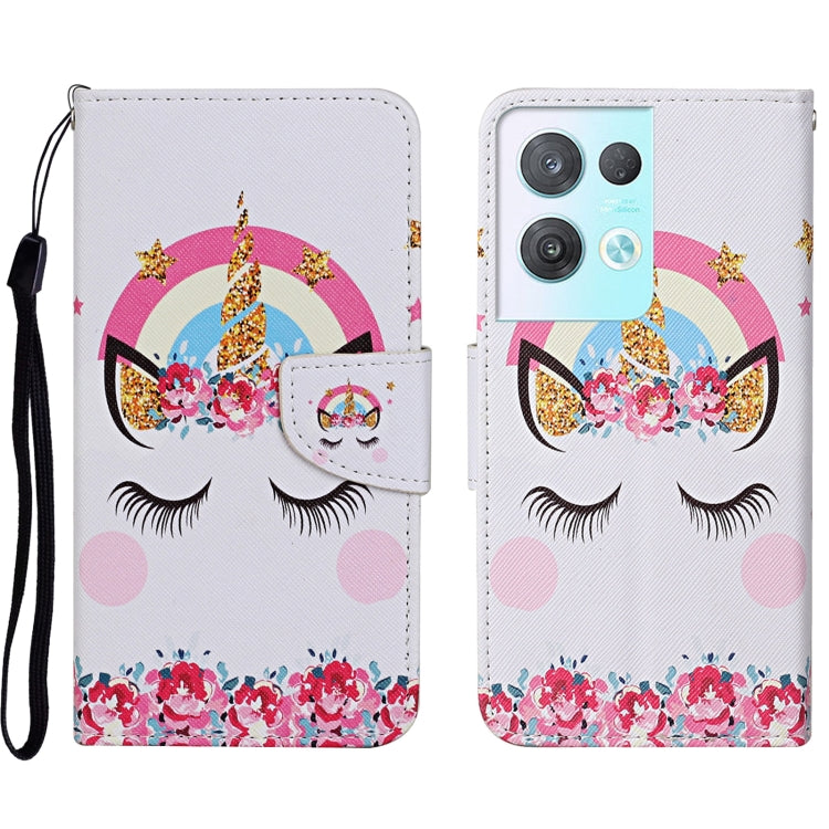 Colored Drawing Pattern Leather Phone Case, For OPPO Reno8 Pro