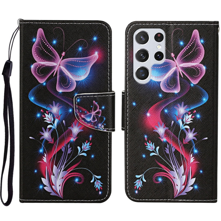 Colored Drawing Pattern Leather Phone Case, For Samsung Galaxy S23 Ultra 5G