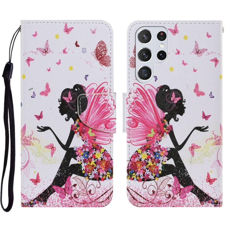 Colored Drawing Pattern Leather Phone Case, For Samsung Galaxy S23 Ultra 5G