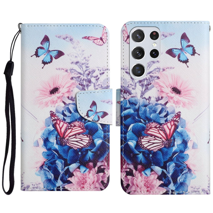 Colored Drawing Pattern Leather Phone Case, For Samsung Galaxy S23 Ultra 5G