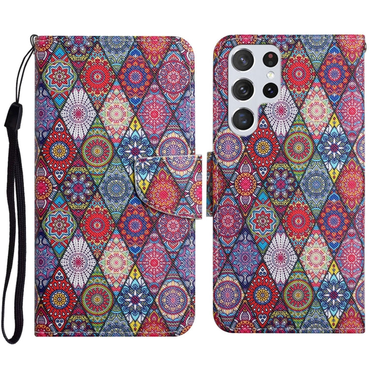 Colored Drawing Pattern Leather Phone Case, For Samsung Galaxy S23 Ultra 5G