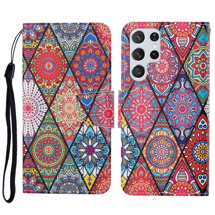 Colored Drawing Pattern Leather Phone Case, For Samsung Galaxy S23 Ultra 5G