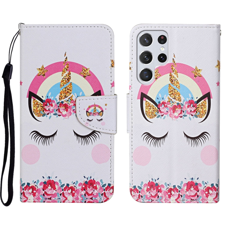 Colored Drawing Pattern Leather Phone Case, For Samsung Galaxy S23 Ultra 5G