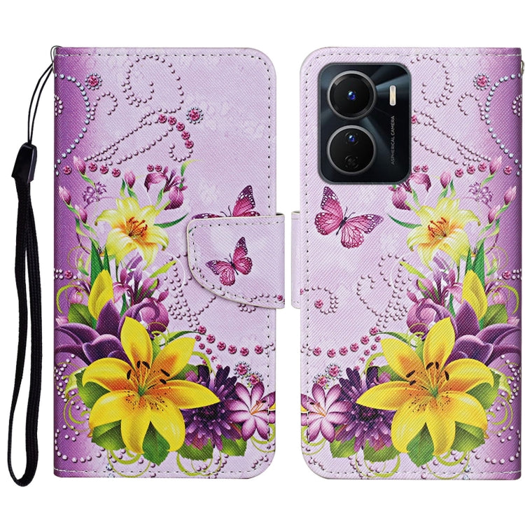 Colored Drawing Pattern Leather Phone Case, For vivo Y16