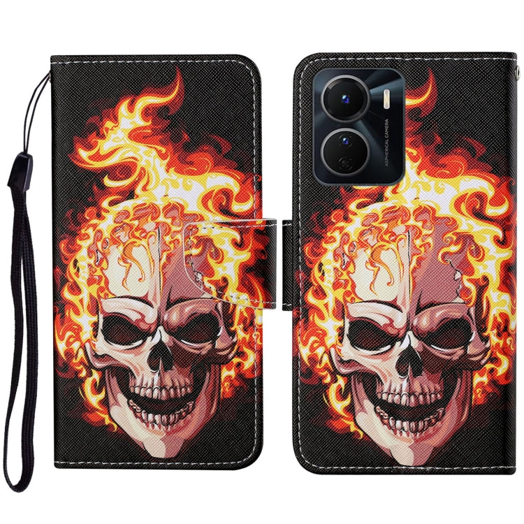 Colored Drawing Pattern Leather Phone Case, For vivo Y16