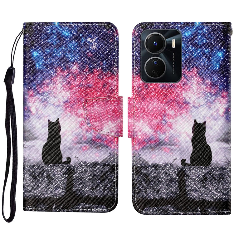 Colored Drawing Pattern Leather Phone Case, For vivo Y16