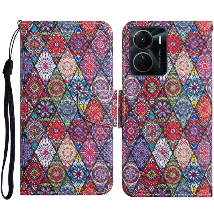 Colored Drawing Pattern Leather Phone Case, For vivo Y16