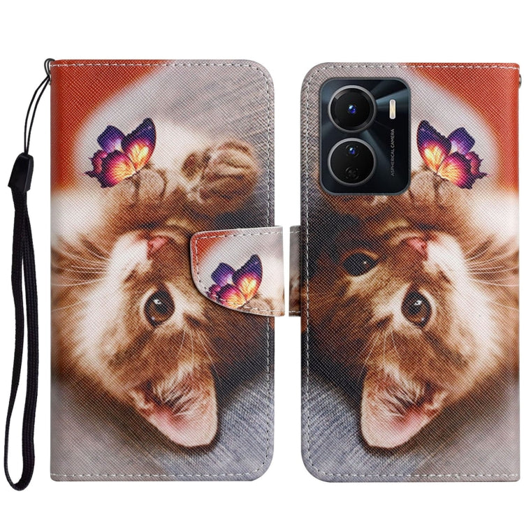 Colored Drawing Pattern Leather Phone Case, For vivo Y16