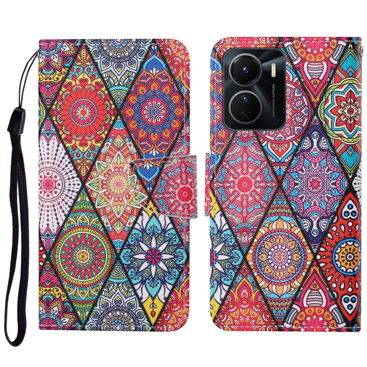 Colored Drawing Pattern Leather Phone Case, For vivo Y16