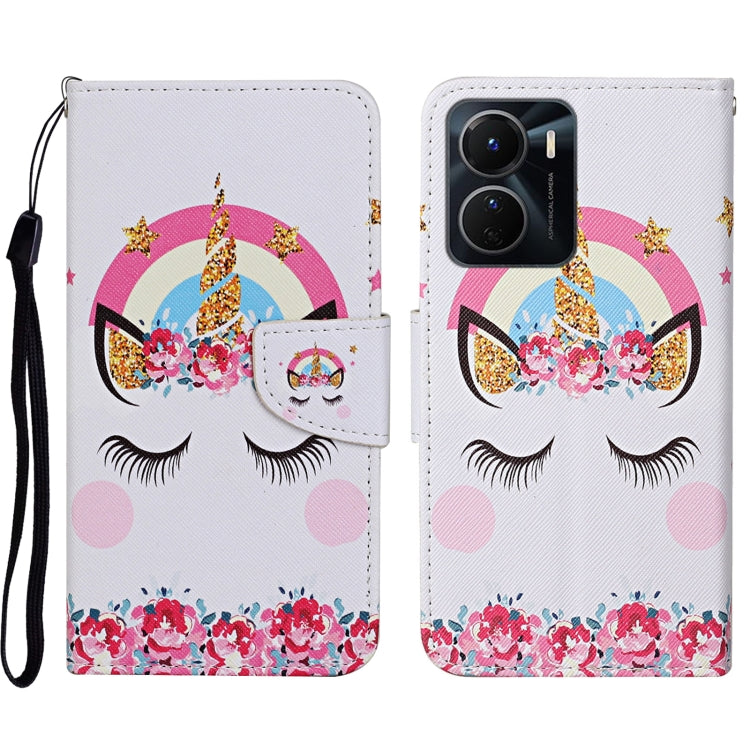 Colored Drawing Pattern Leather Phone Case, For vivo Y16