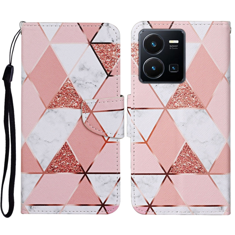 Colored Drawing Pattern Leather Phone Case, For vivo Y22s