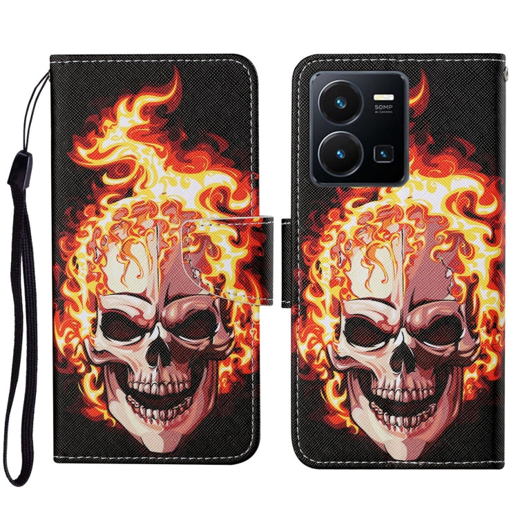 Colored Drawing Pattern Leather Phone Case, For vivo Y22s