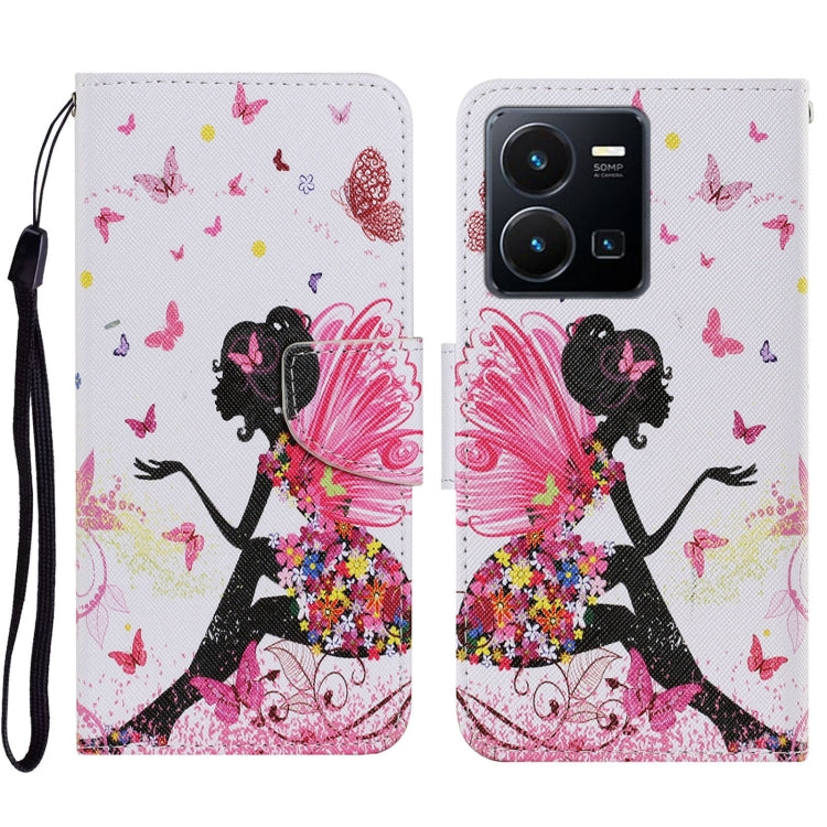 Colored Drawing Pattern Leather Phone Case, For vivo Y22s