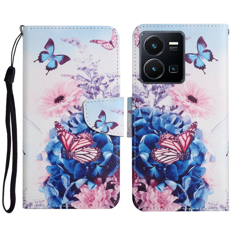 Colored Drawing Pattern Leather Phone Case, For vivo Y22s