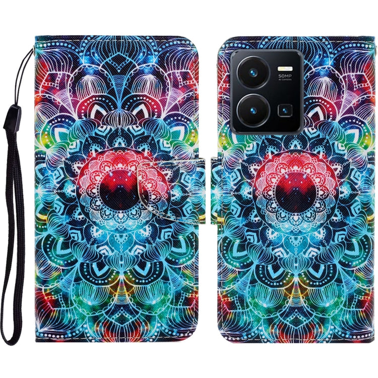 Colored Drawing Pattern Leather Phone Case, For vivo Y22s