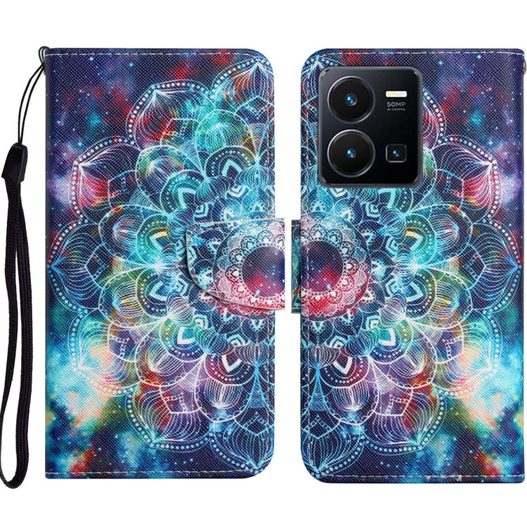 Colored Drawing Pattern Leather Phone Case, For vivo Y22s