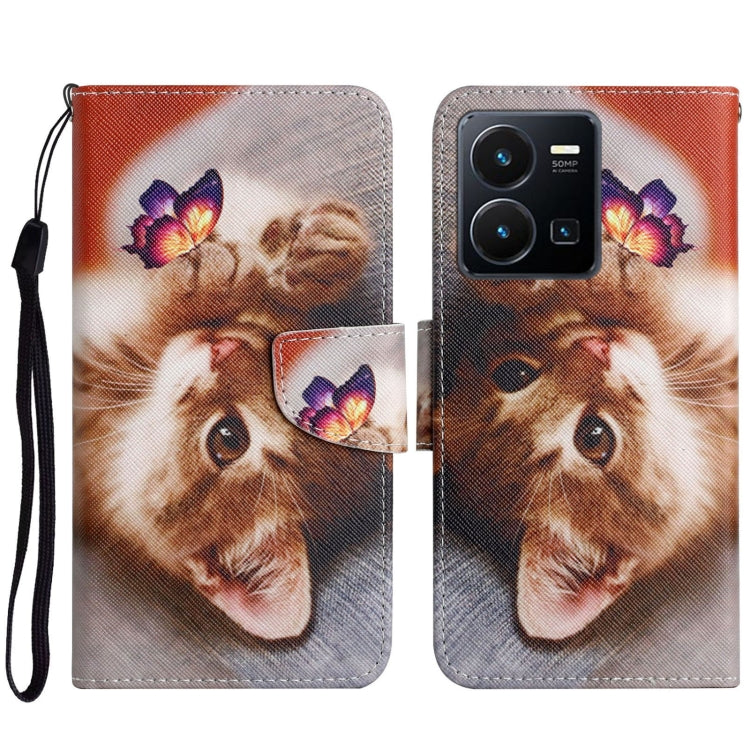 Colored Drawing Pattern Leather Phone Case, For vivo Y22s