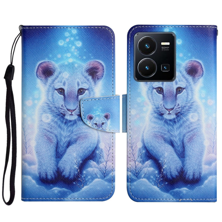 Colored Drawing Pattern Leather Phone Case, For vivo Y22s