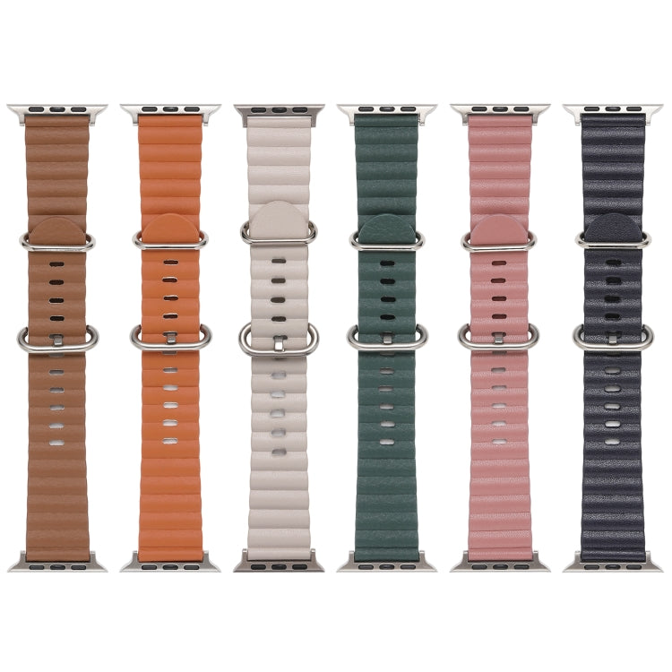 Ocean Style Leather Watch Strap, For Apple Watch Ultra 49mm / Series 8&7 45mm / SE 2&6&SE&5&4 44mm / 3&2&1 42mm, For Apple Watch Ultra 49mm / Series 8&7 45mm /, For Apple Watch Series 8&7 41mm / SE 2&6&SE&5&4 40mm / 3&2&1 38mm