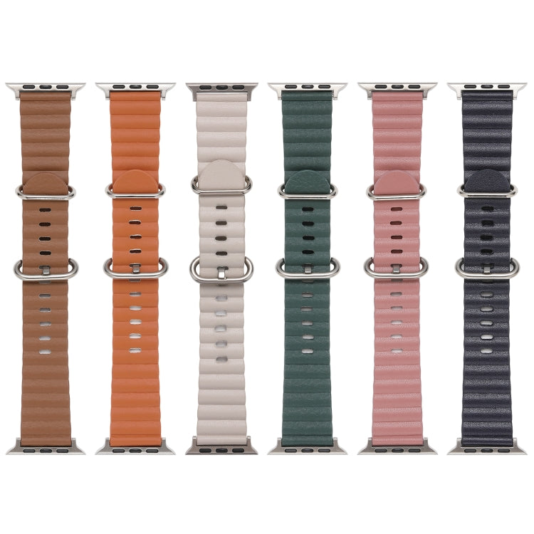 Ocean Style Leather Watch Strap, For Apple Watch Ultra 49mm / Series 8&7 45mm / SE 2&6&SE&5&4 44mm / 3&2&1 42mm, For Apple Watch Ultra 49mm / Series 8&7 45mm /, For Apple Watch Series 8&7 41mm / SE 2&6&SE&5&4 40mm / 3&2&1 38mm
