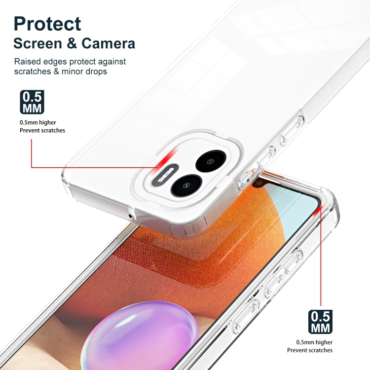 3 in 1 Clear TPU Color PC Frame Phone Case, For Xiaomi Redmi A1