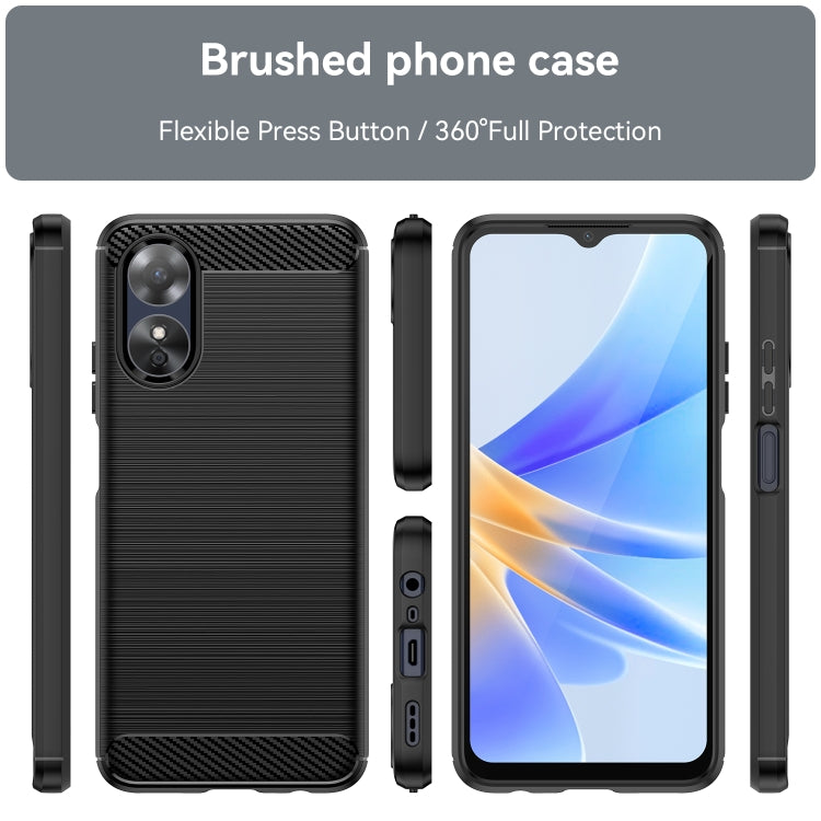 Brushed Texture Carbon Fiber TPU Phone Case, For OPPO A17, For OPPO A17k