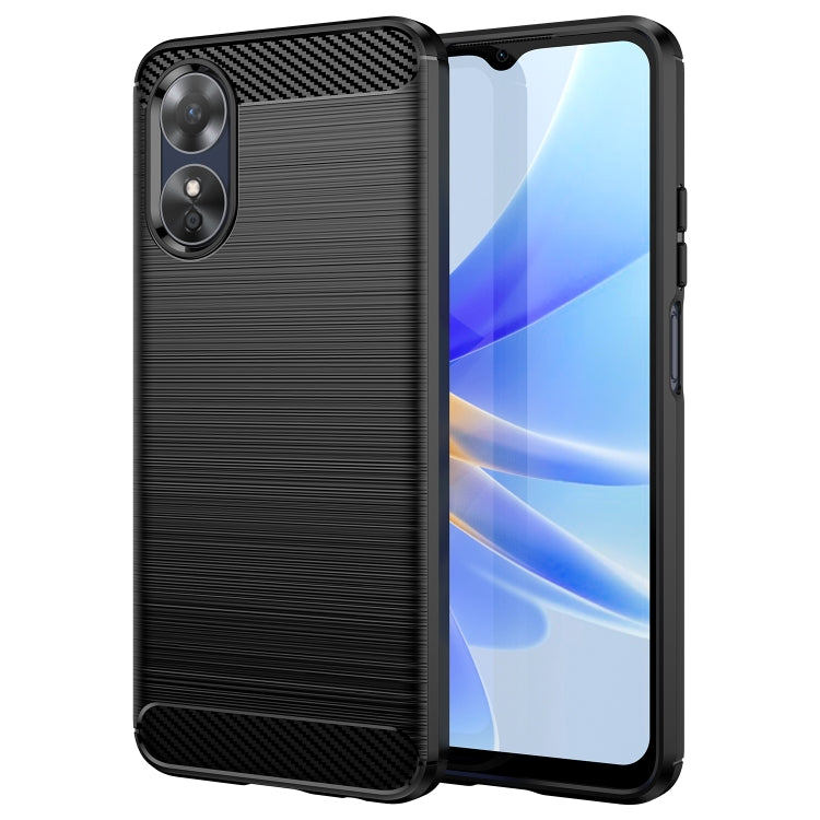 Brushed Texture Carbon Fiber TPU Phone Case, For OPPO A17, For OPPO A17k