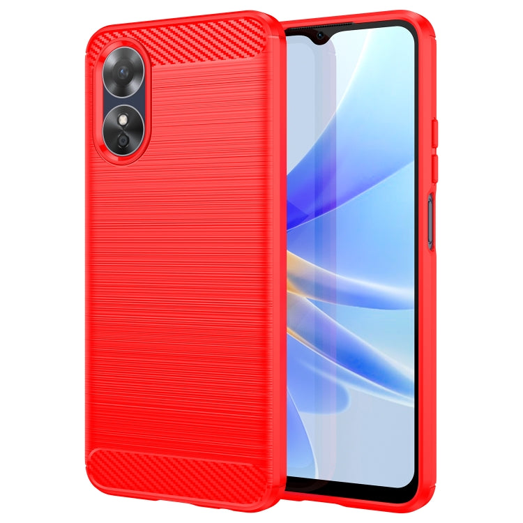 Brushed Texture Carbon Fiber TPU Phone Case, For OPPO A17, For OPPO A17k