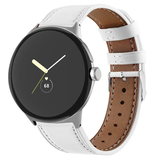 Round Tail Genuine Leather Watch Band, For Google Pixel Watch 1 / 2 / 3 41mm