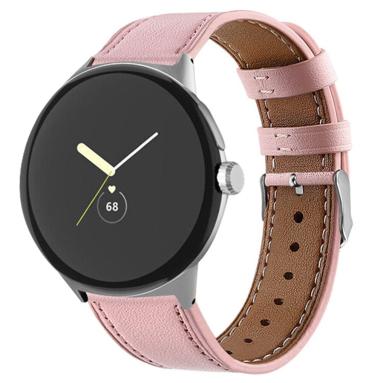 Round Tail Genuine Leather Watch Band, For Google Pixel Watch 1 / 2 / 3 41mm