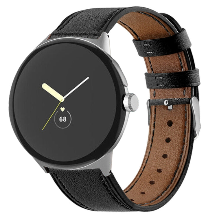 Round Tail Genuine Leather Watch Band, For Google Pixel Watch 1 / 2 / 3 41mm