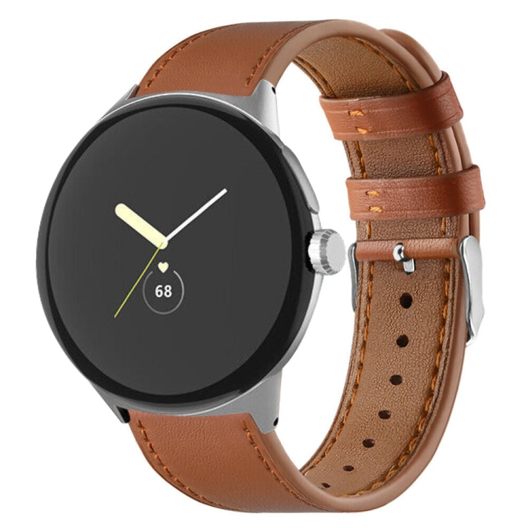 Round Tail Genuine Leather Watch Band, For Google Pixel Watch 1 / 2 / 3 41mm