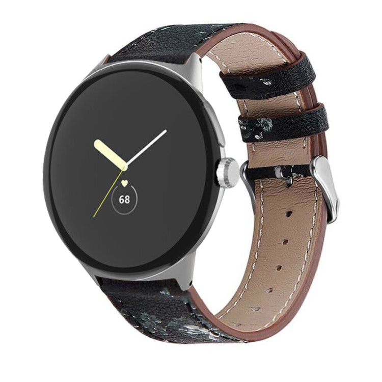 Round Tail Genuine Leather Watch Band, For Google Pixel Watch 1 / 2 / 3 41mm