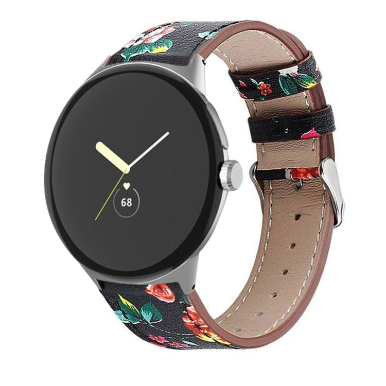 Round Tail Genuine Leather Watch Band, For Google Pixel Watch 1 / 2 / 3 41mm