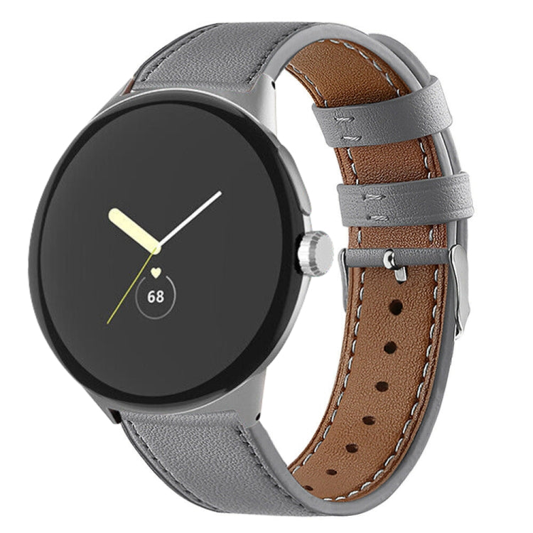 Round Tail Genuine Leather Watch Band, For Google Pixel Watch 1 / 2 / 3 41mm