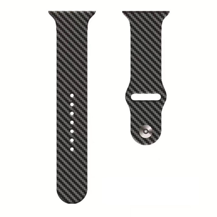 Carbon Fiber Silicone Strap, For Apple Watch Ultra 49mm / Series 8&745mm / SE 2&6&SE&5&4 44mm / 3&2&1 42mm, For Apple Watch Series 8&7 41mm / SE&SE&5&4 40mm / 3&2&1 38mm