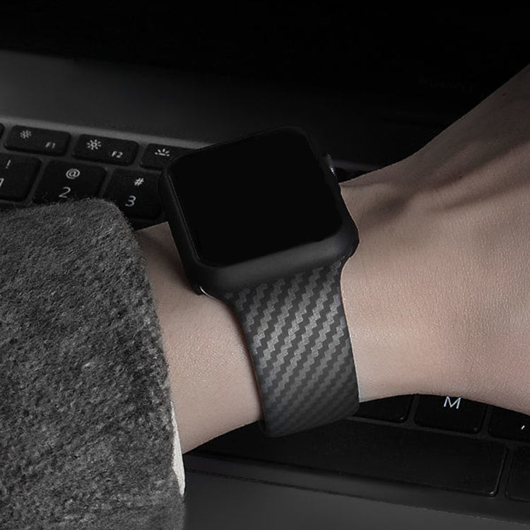 Carbon Fiber Silicone Strap, For Apple Watch Ultra 49mm / Series 8&amp;745mm / SE 2&amp;6&amp;SE&amp;5&amp;4 44mm / 3&amp;2&amp;1 42mm, For Apple Watch Series 8&amp;7 41mm / SE&amp;SE&amp;5&amp;4 40mm / 3&amp;2&amp;1 38mm