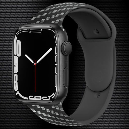 Carbon Fiber Silicone Strap, For Apple Watch Ultra 49mm / Series 8&amp;745mm / SE 2&amp;6&amp;SE&amp;5&amp;4 44mm / 3&amp;2&amp;1 42mm, For Apple Watch Series 8&amp;7 41mm / SE&amp;SE&amp;5&amp;4 40mm / 3&amp;2&amp;1 38mm